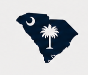 South Carolina state silhouette with palmetto and crescent